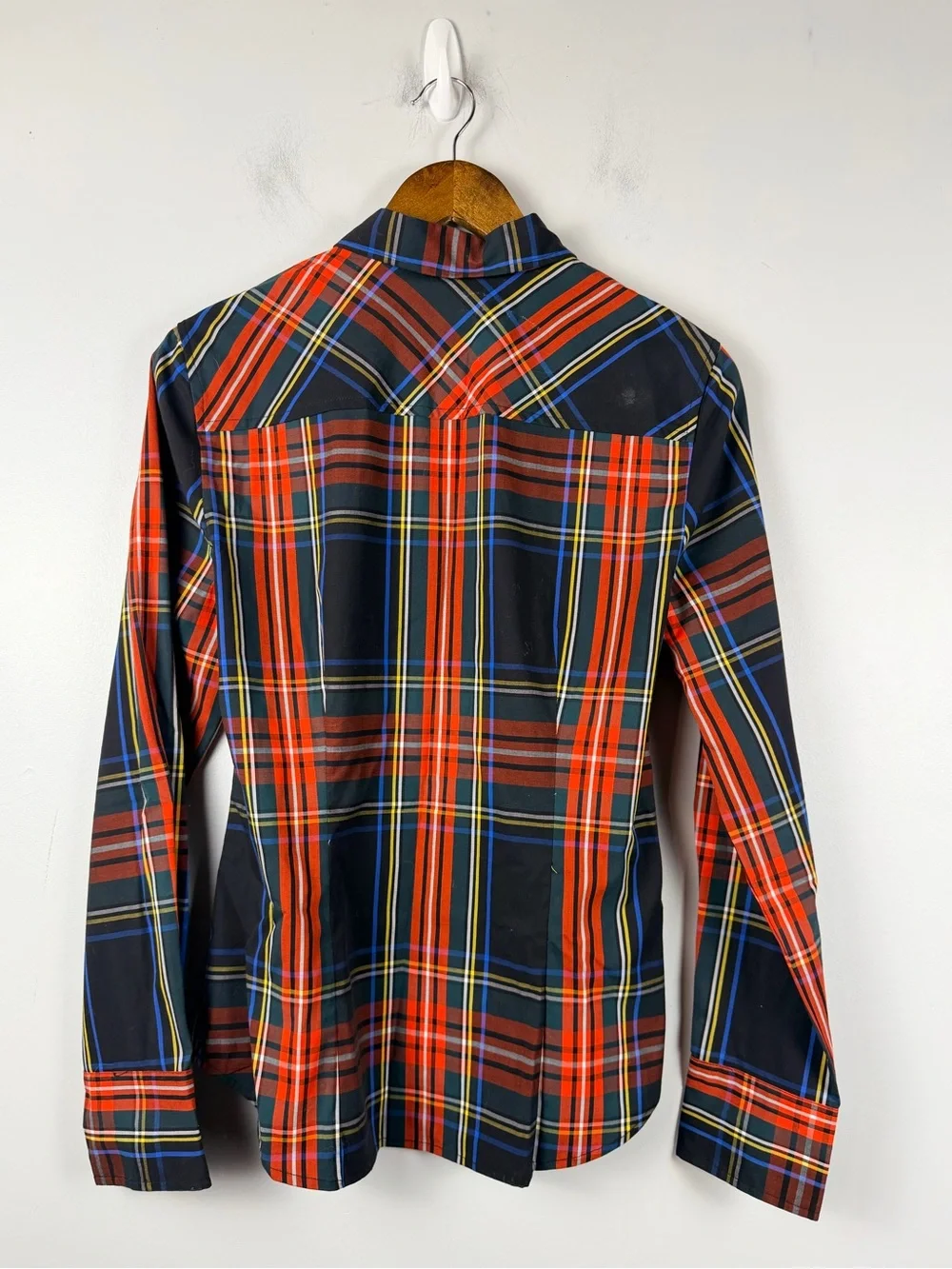 J Crew Women's 10 Slim Stretch Perfect Holiday Tartan Plaid Shirt Button